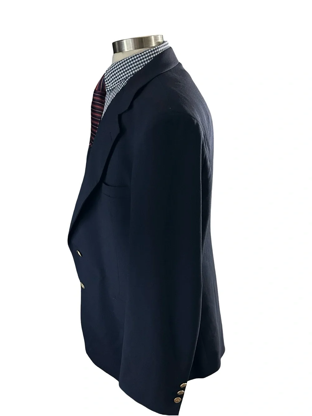 Vtg Stafford Navy Blue Wool Suit Jacket Sports Coat Tailored In USA Sz 46R NWOT